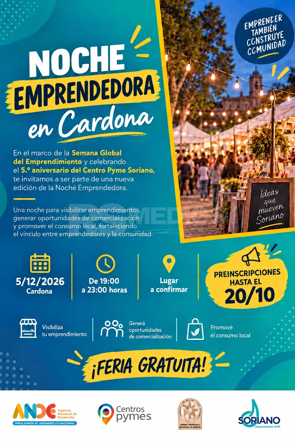 Noche de Emprendedores: preinscripciones abiertas hasta el 20 de octubre