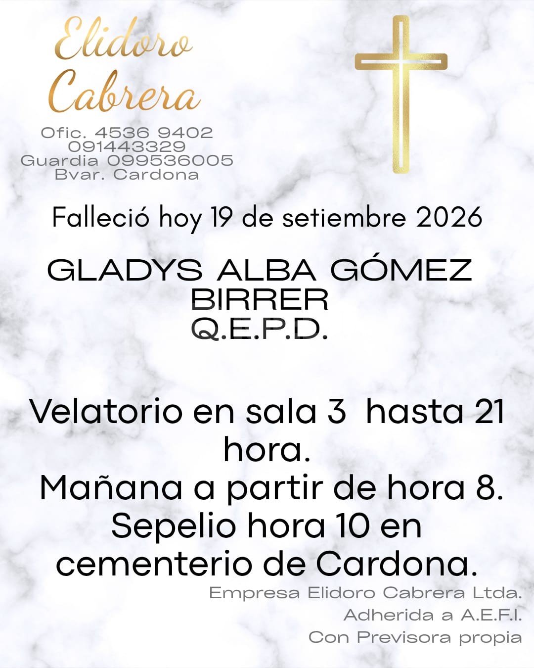 Falleció Gladys Alba Gómez Birrer