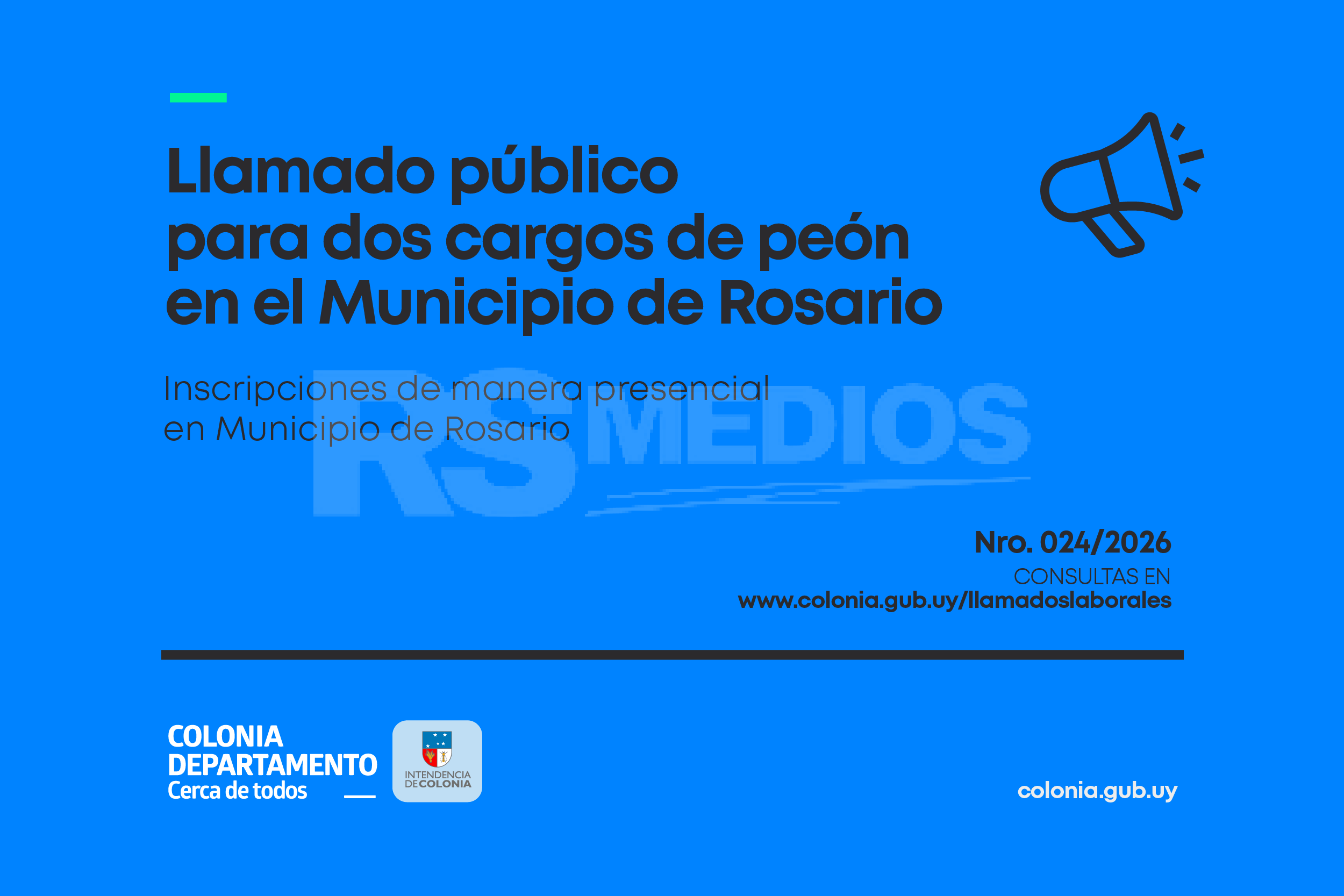 Intendencia de Colonia convoca a dos cargos de peón para el Municipio de Rosario