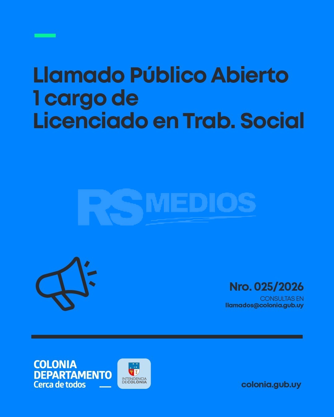 La Intendencia de Colonia convoca a licenciados en Trabajo Social para cubrir un cargo