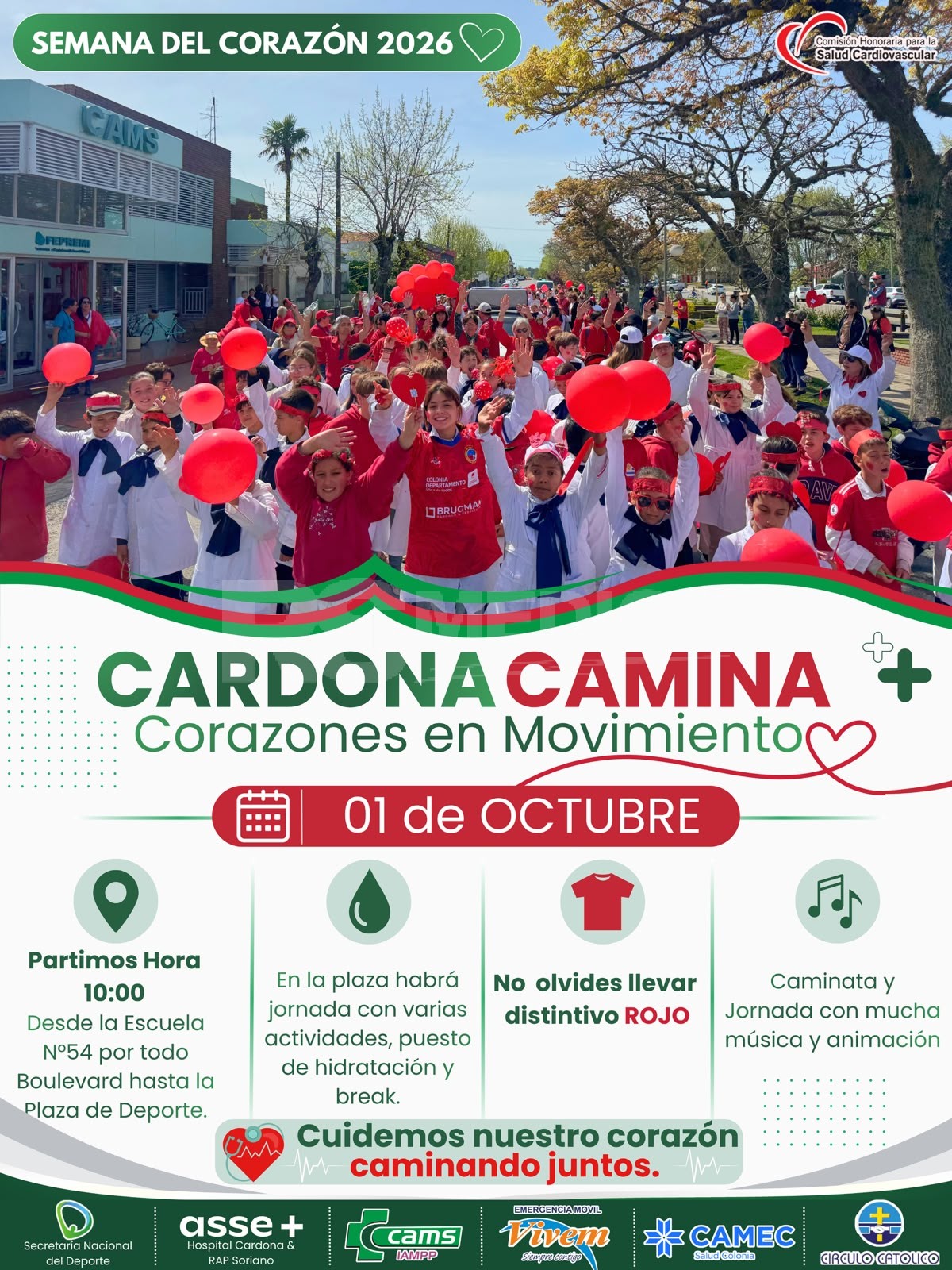 Reprograman Cardona Camina Corazones en Movimiento para el jueves 1 de octubre