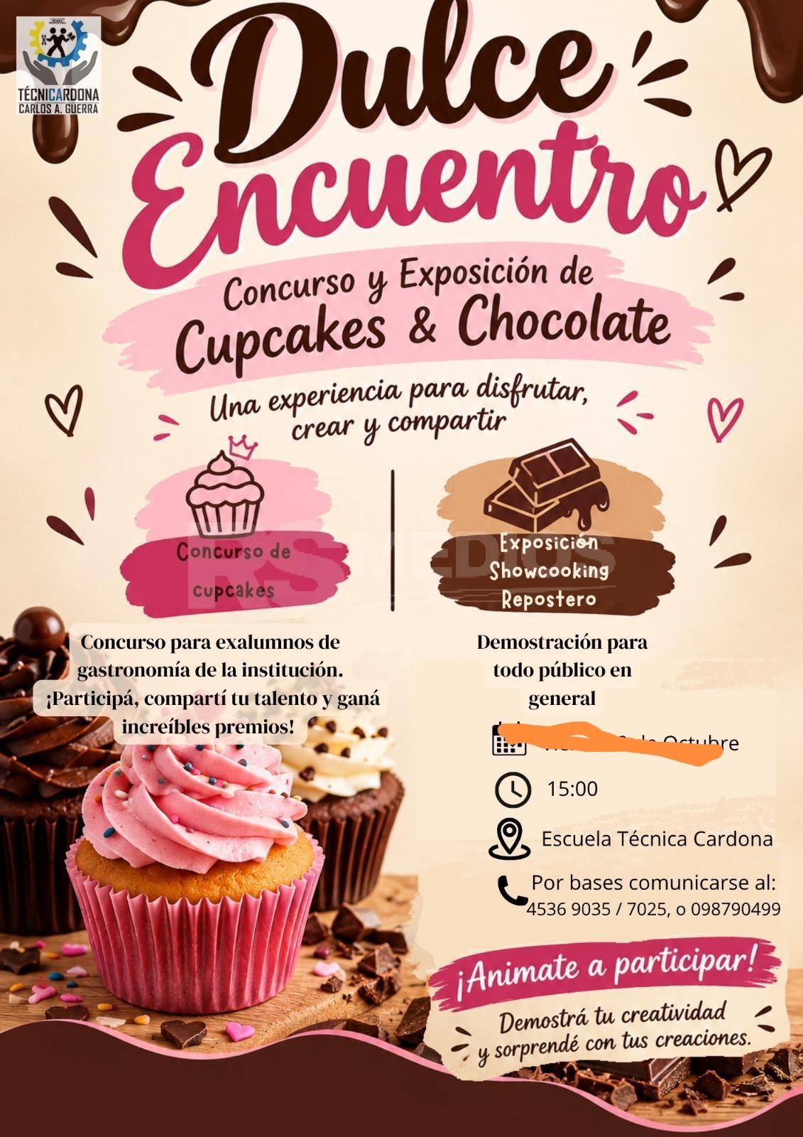 UTU Cardona en el marco del centenario el concurso de cupcakes y decoración en vivo, se adelantó para el jueves 8 de octubre.
