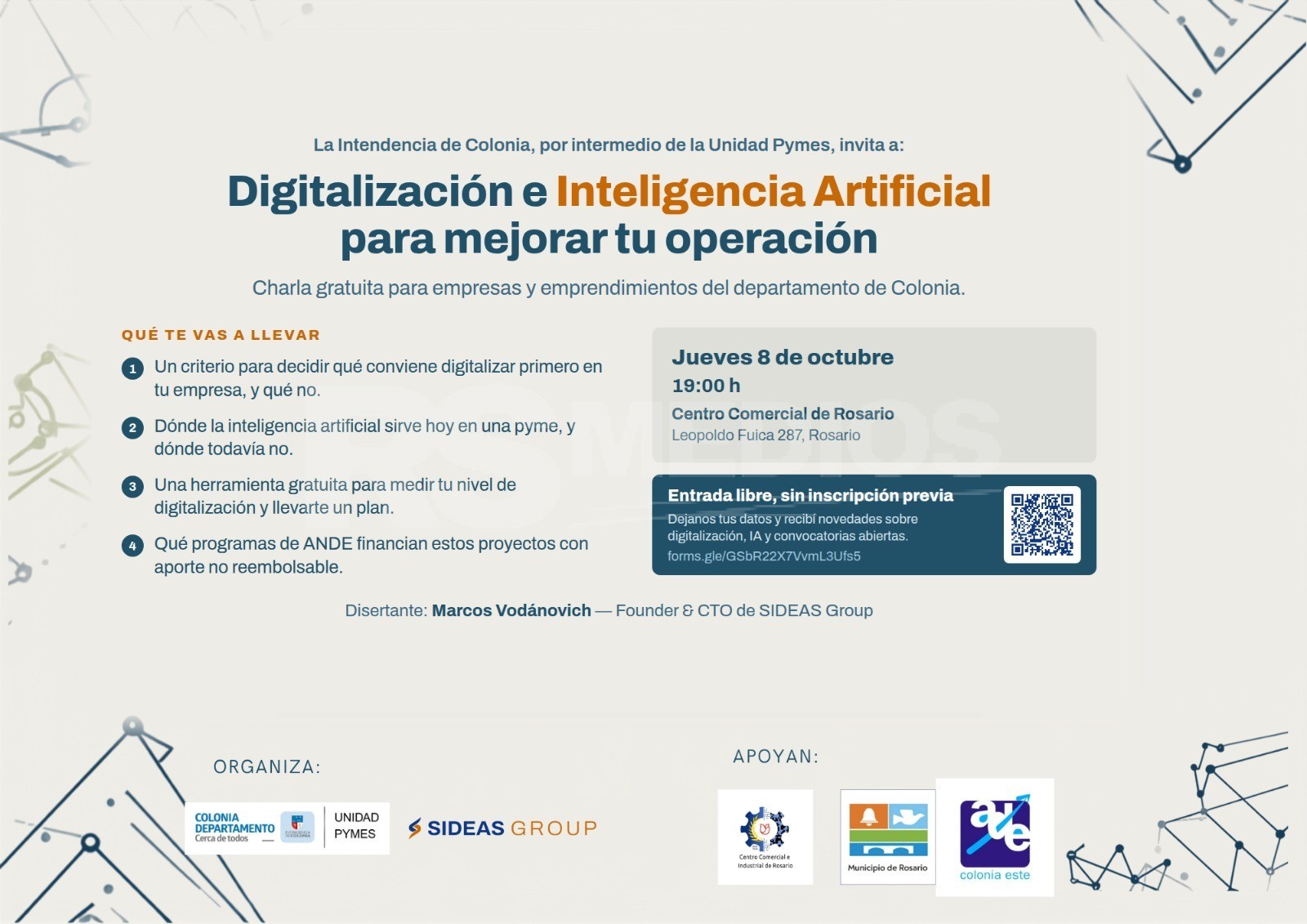 Colonia invita a una charla gratuita sobre digitalización e IA para pymes en Rosario